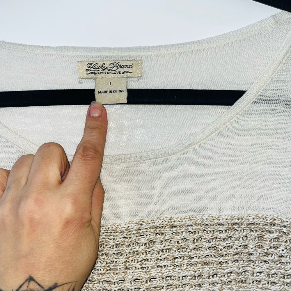 Lucky Brand Cream Knit Top - Size L - Picture 5 of 6